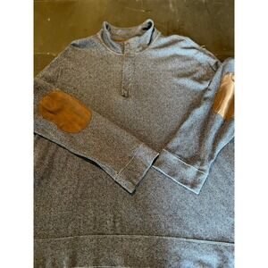 Mens Gray Quarter Zip‎ Pullover Sweater with Elbow Patches